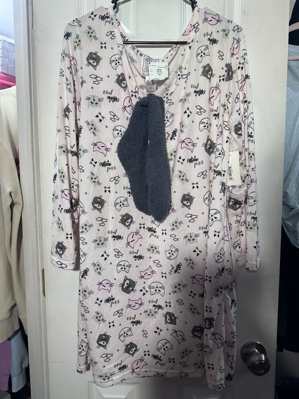 women's nightgown and fleece socks